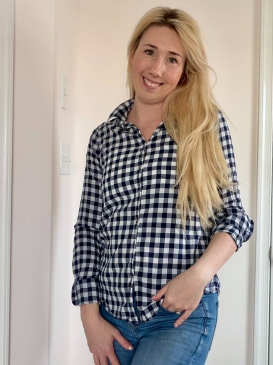 J. Crew Tops - J.Crew Boy Fit Gingham Button Down Shirt XS Navy White Cotton